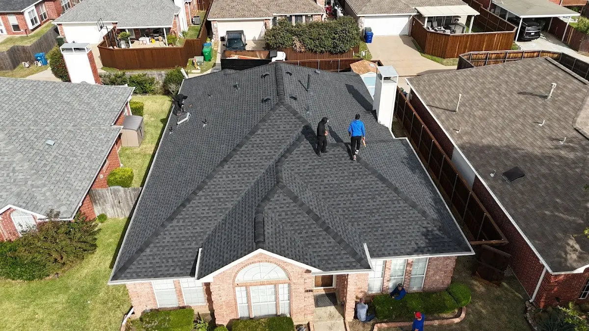 Slate & Tile Roof Repair work in progress on a Garden City property